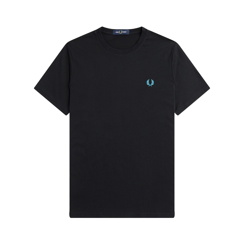 Tシャツ・カットソー FRED PERRY Men T-shirt Black M7707 R88 Striped Cuff T-Shirt - Black | Men's T-Shirts | Designer T