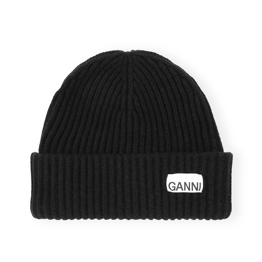 Ganni Oversized Wool Rib Knit Beanie main image 1