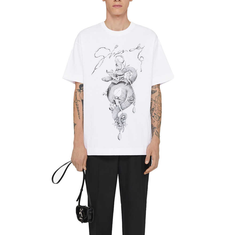 Givenchy Chandelier and Snake Print Cotton T-Shirt White