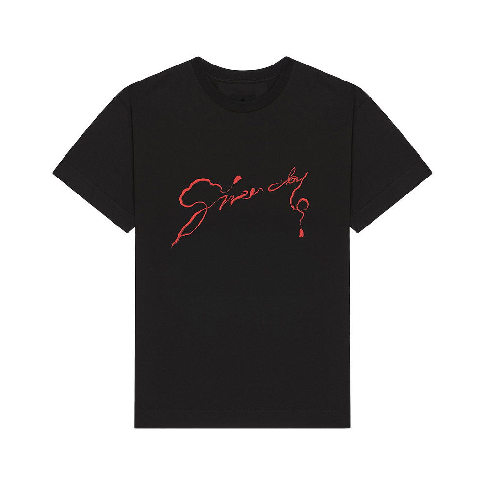 【GIVENCHY】Signature T-Shirt/BLACK T-shirt in cotton with GIVENCHY signature in - black