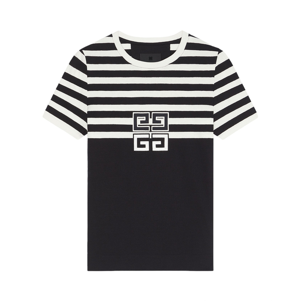 Givenchy 4G Slim Fit T-Shirt With Stripes Black White – voilà.id