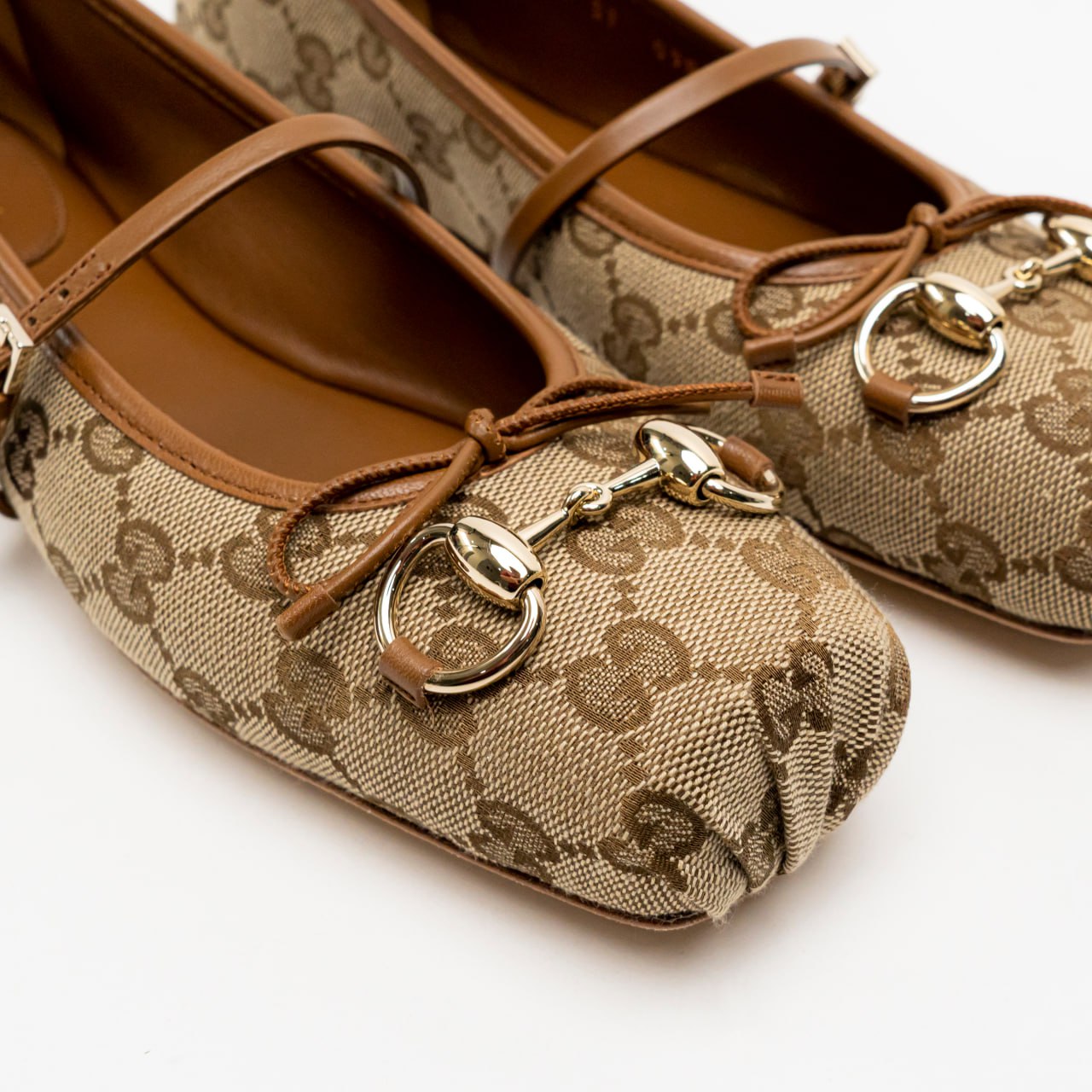 Gucci Horsebit GG Canvas Ballet Flat Beige/Dark Brown – voilà.id