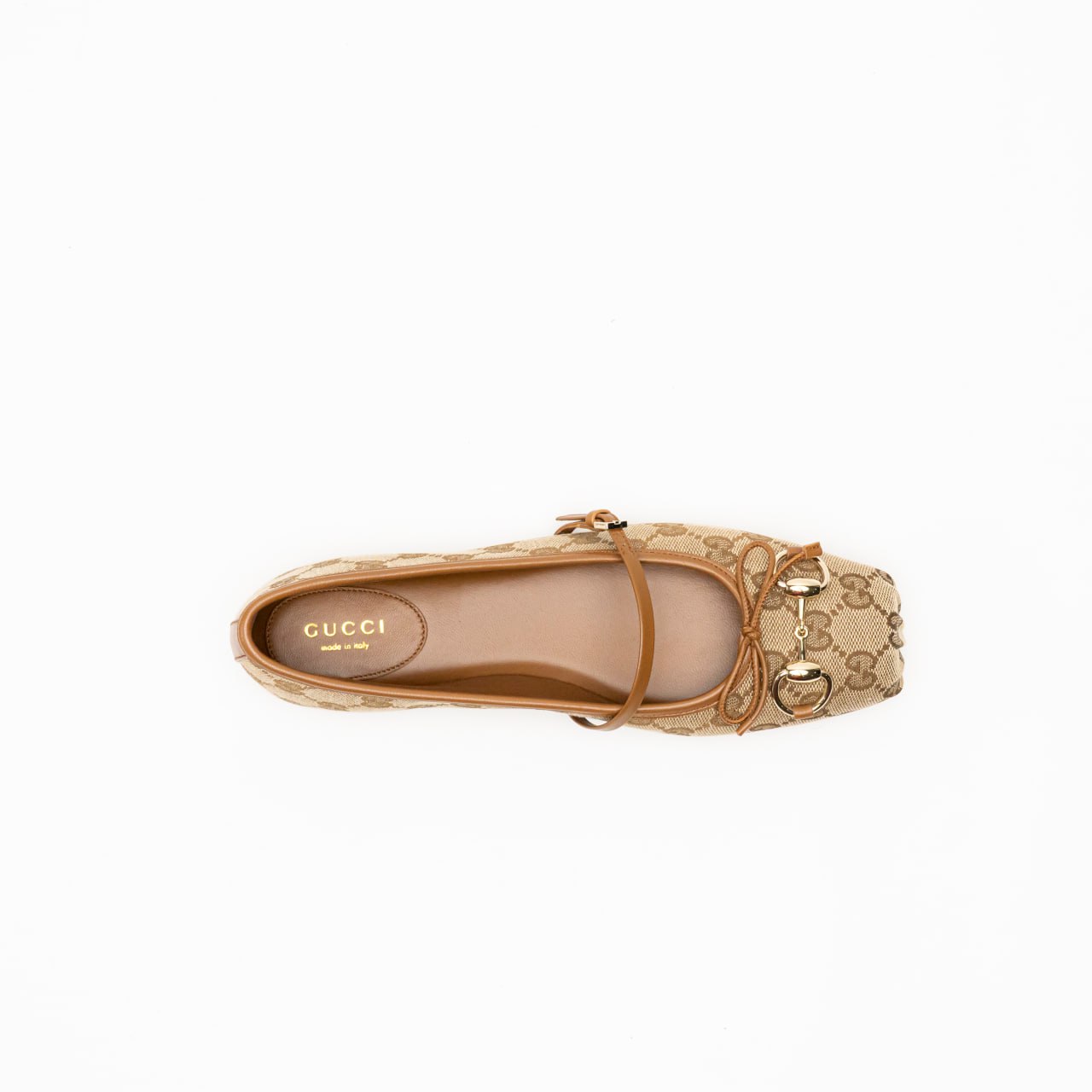 Gucci Horsebit GG Canvas Ballet Flat Beige/Dark Brown – voilà.id