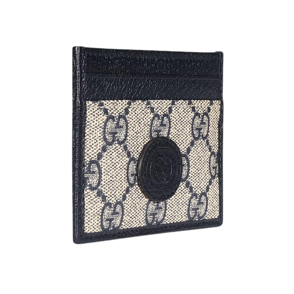 Gucci GG Supreme Canvas Card Case Beige Blue – voilà.id
