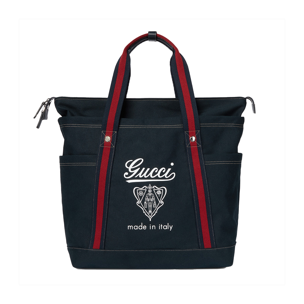 Printed Logo Canvas Large Tote Bag Dark Blue