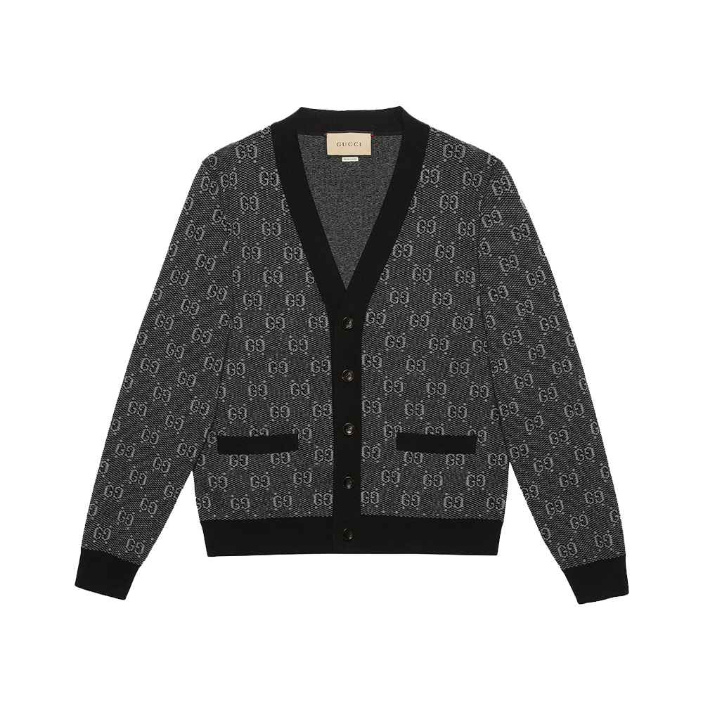 Gucci GG Wool Jacquard V-Neck Button Cardigan Grey – voilà.id