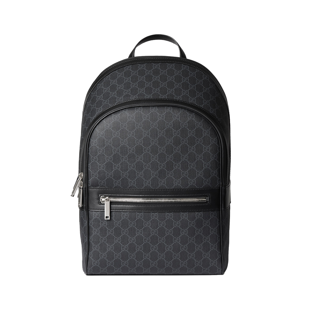 Gucci GG Supreme Canvas Leather Trim Backpack Black –