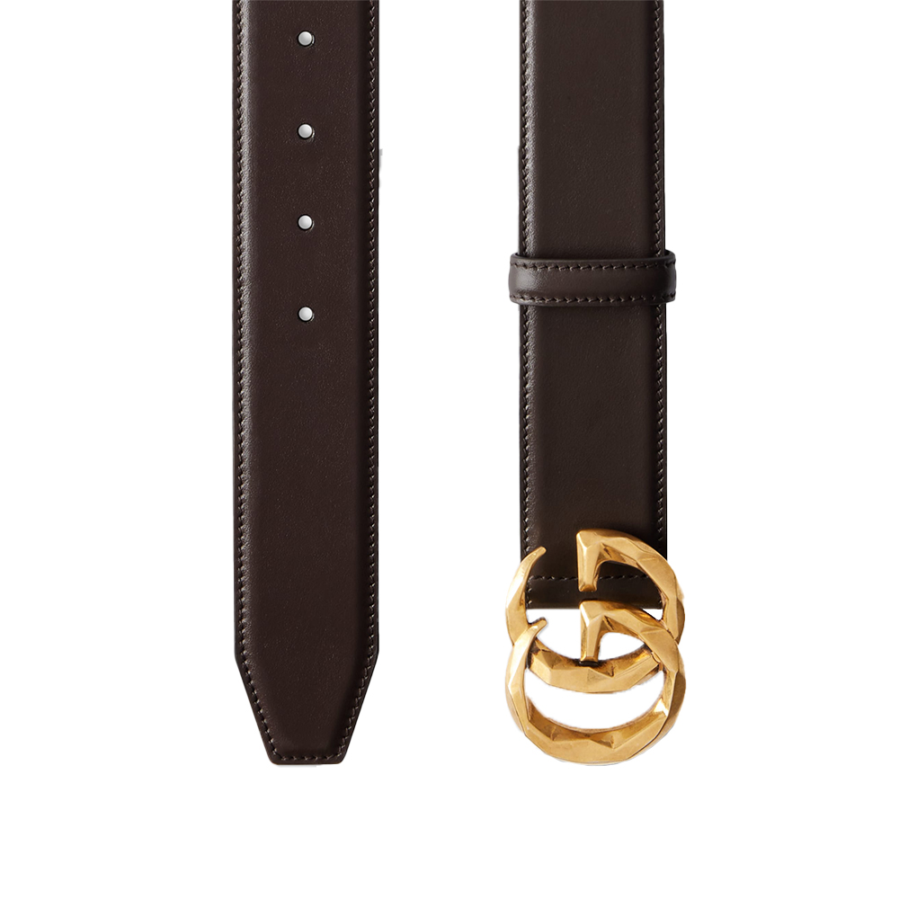 Gucci GG Marmont Wide Leather Belt 40mm Dark Brown Ghw –