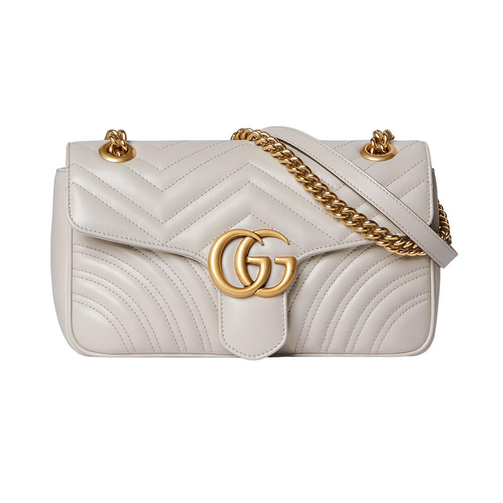 Gucci GG Marmont Medium Matelassé Flap Shoulder Bag Light Grey Ghw ...