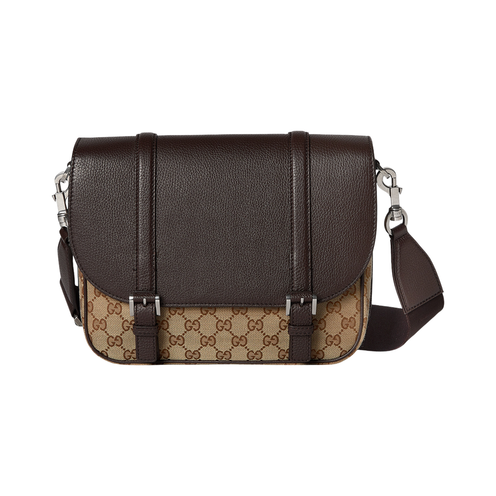 Gucci Medium GG Canvas Crossbody Bag Beige Ebony Brown