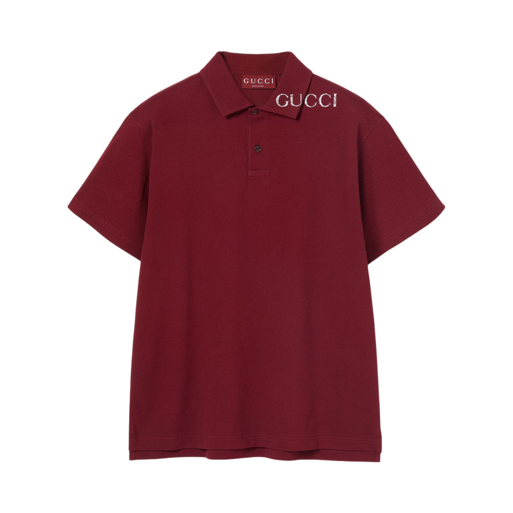 Gucci Stretch Shoulder Logo Polo Shirt Rosso Ancora Red