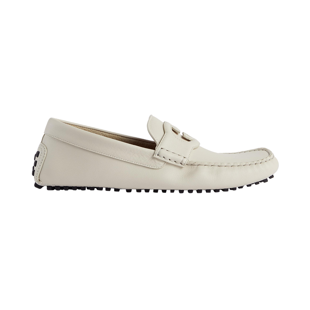 Gucci Interlocking G Driver Leather Loafers Soft White  display picture 1