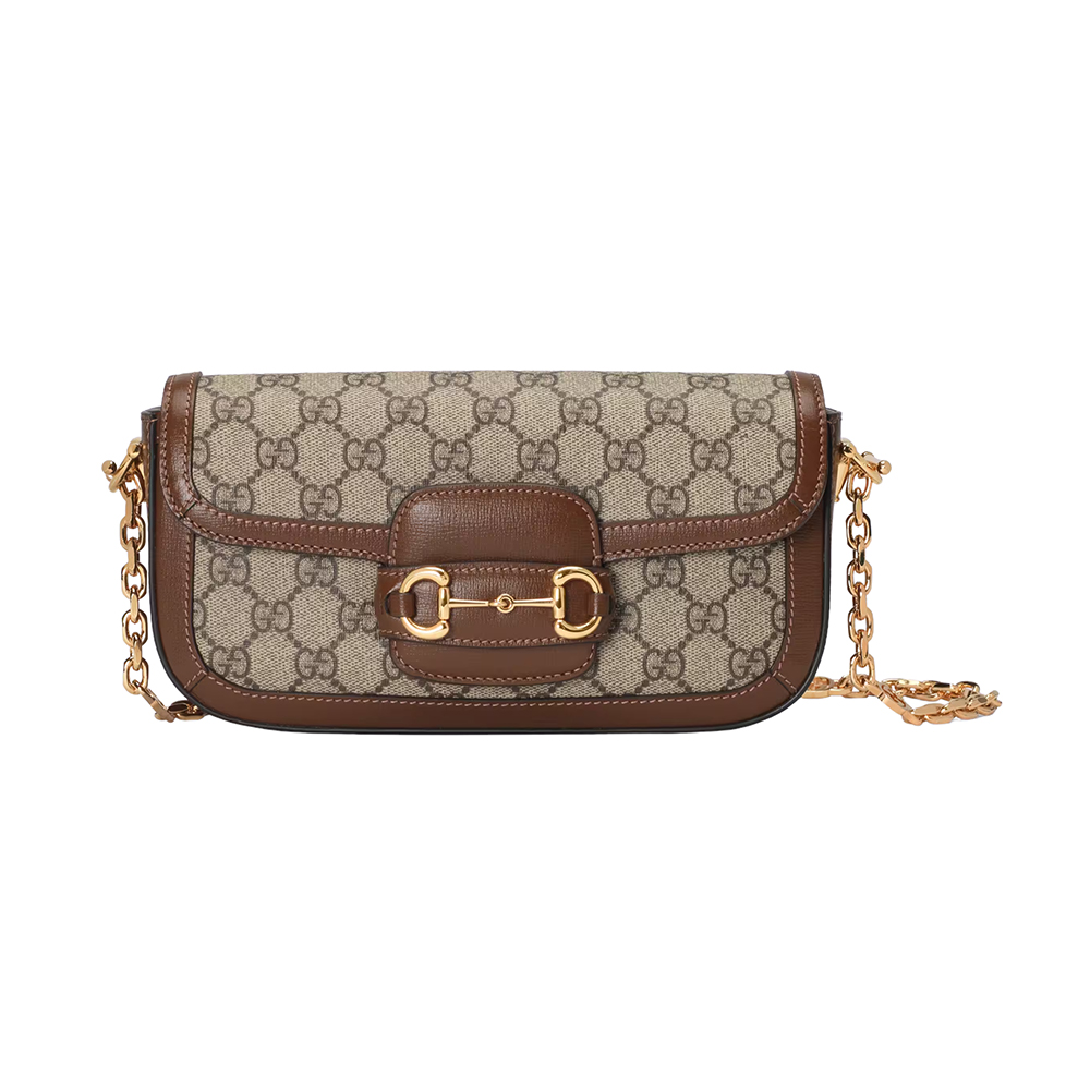 Gucci Horsebit 1955 GG Supreme Shoulder Bag Beige Ebony