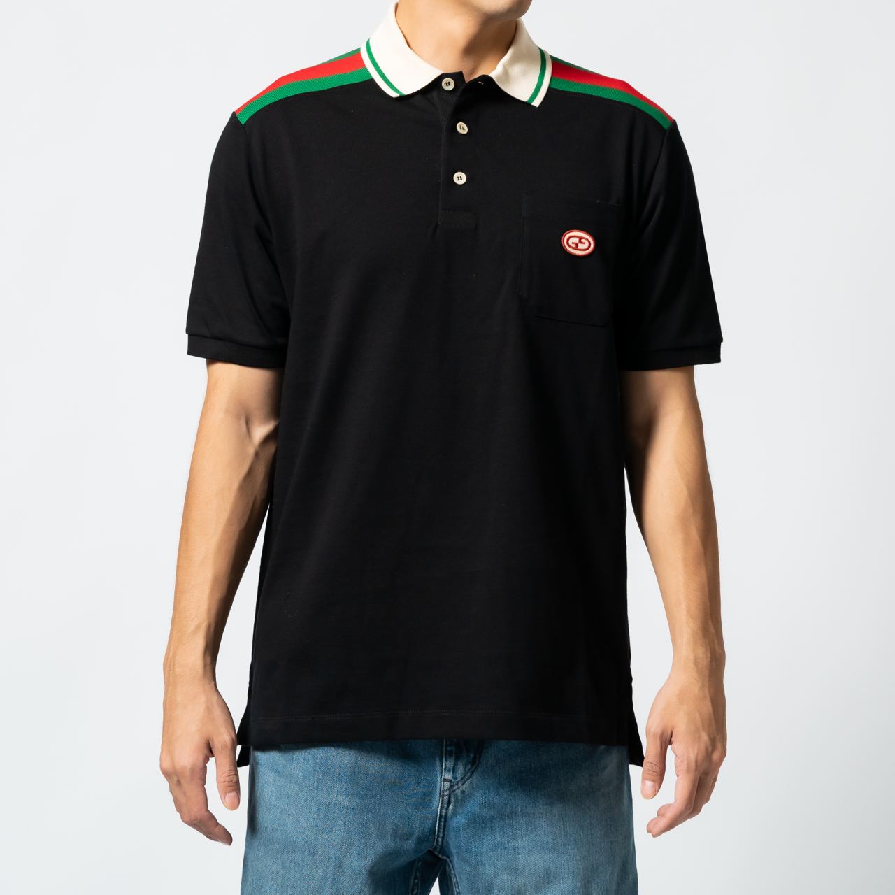 Gucci Retro Interlocking G Cotton Polo With Web Black – voilà.id