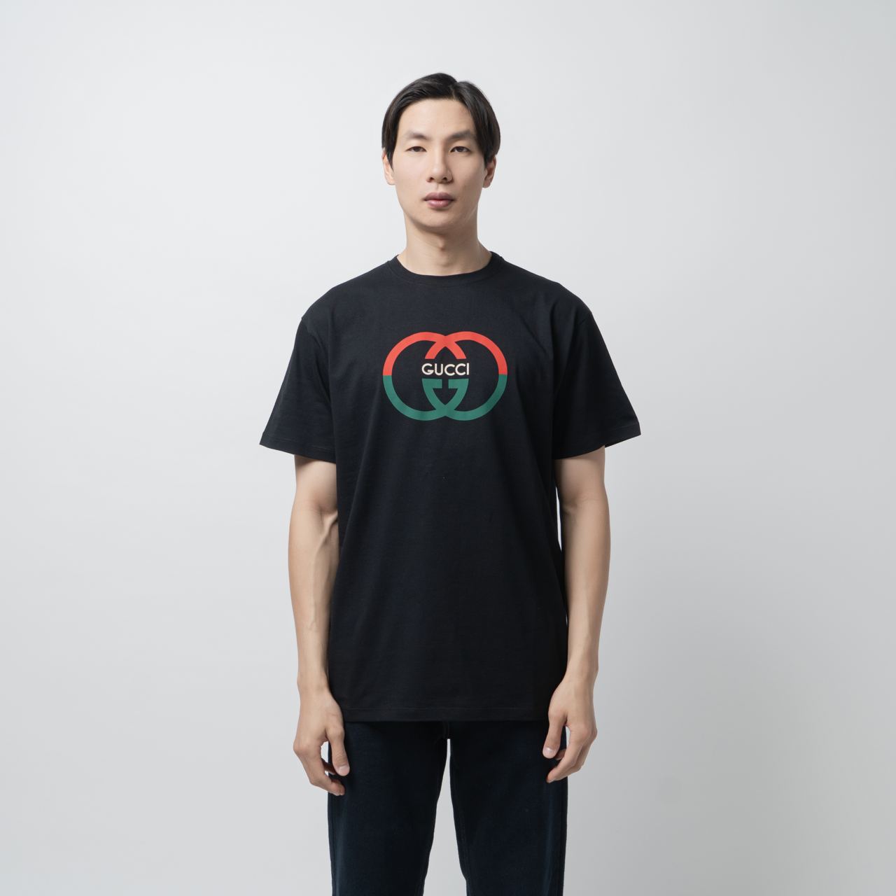 Gucci Interlocking Red Green G Print T-Shirt Black – voilà.id