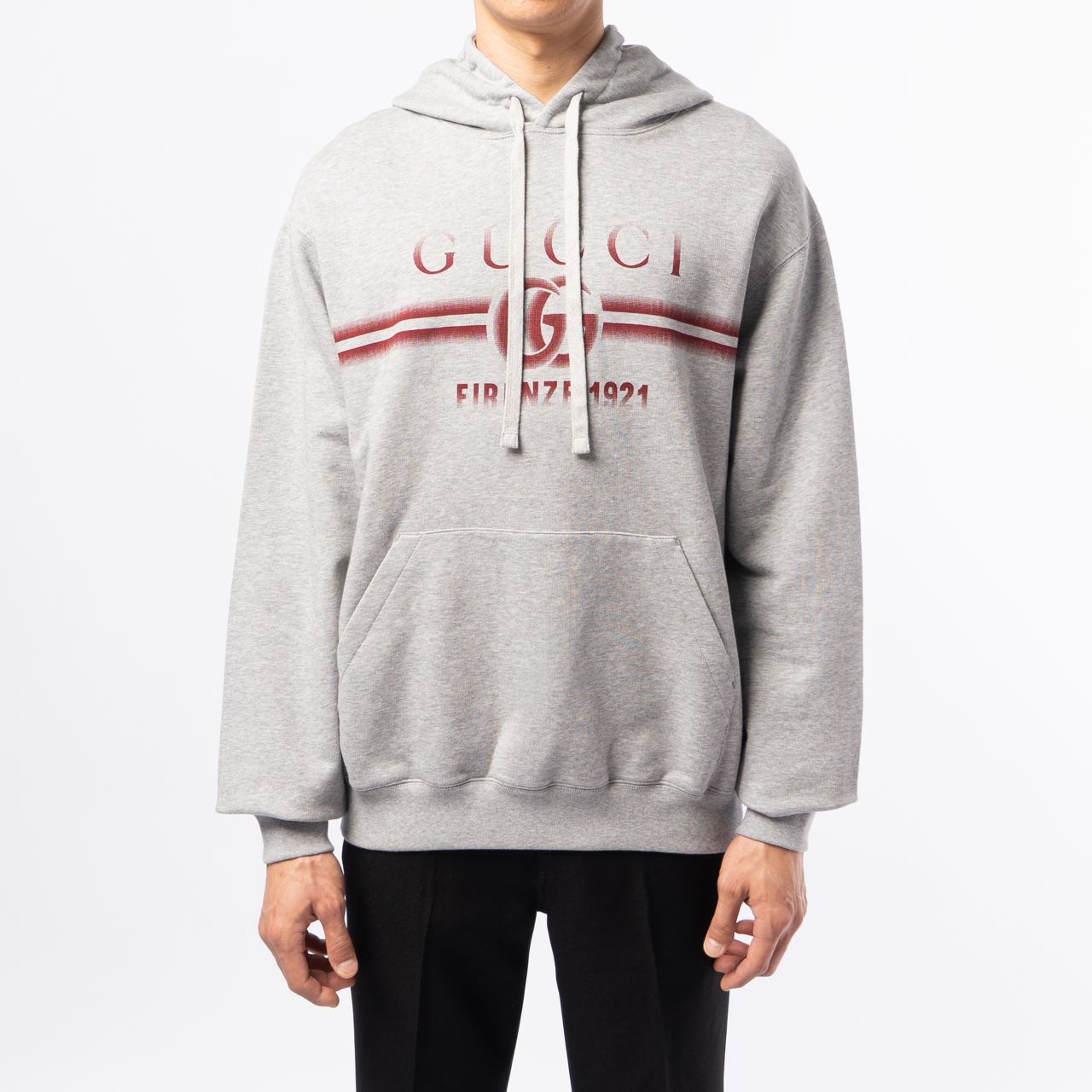 Gucci Double G Firenze 1921 Faded Print Hooded Sweatshirt Grey