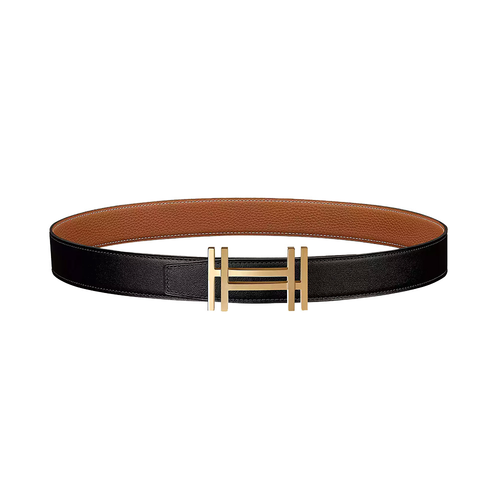 HERMES Box calf Togo Ash O Carre Reversible 32 belt H066050CP2K Black gold 90