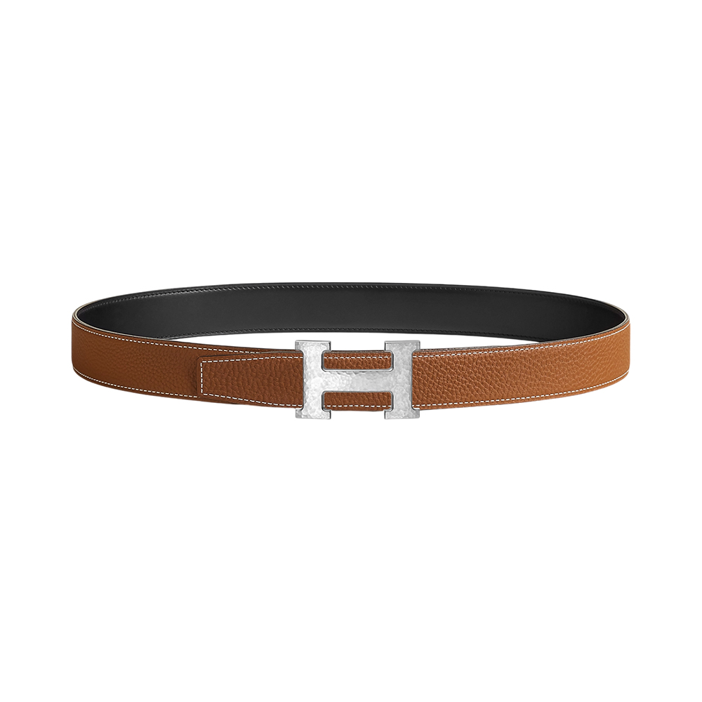 Hermès H Martelee Silver Buckle & Reversible Belt 32mm Togo  display picture 1