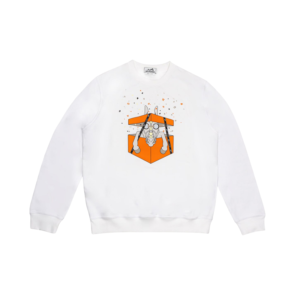 Herm s Boite Surprise Print Sweatshirt Blanc Voil id herm-s-boite-surprise-print-sweatshirt-blanc-voil-id