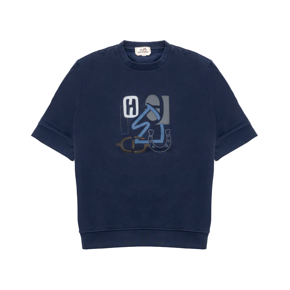 Hermès H Large Puzzle with Leather Detail T-Shirt Ocean