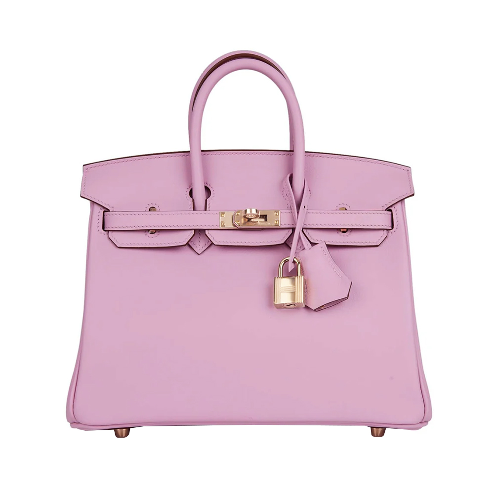 ROSE HERMES 未使用 Hermes Kelly 25 Special Order Pink Black Epsom Gold Handbag