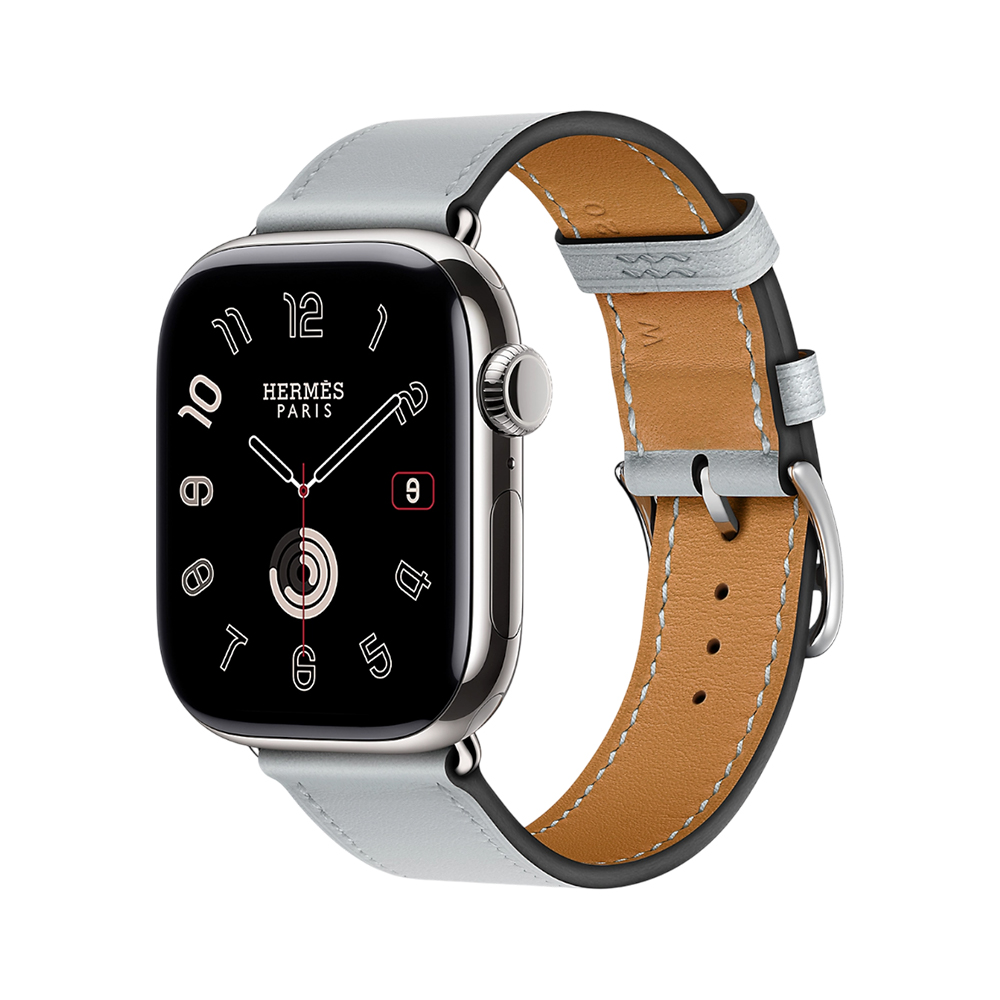 Hermès Series 10 Silver Titanium Blue Glacier Band Apple Watch