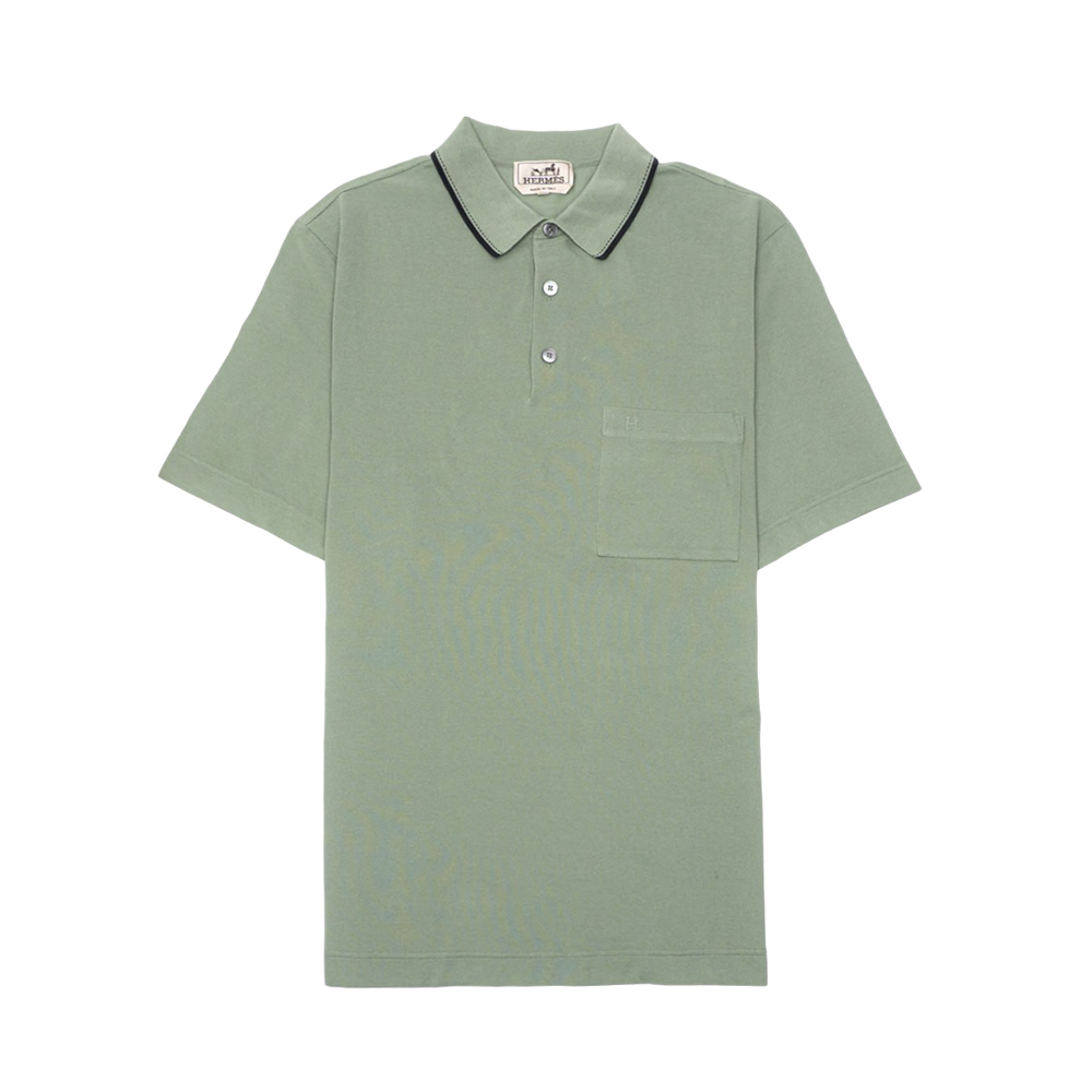 トップス HERMES Mint Knit Polo Shirt Linen Gray L HERMES Mint Knit Polo Shirt Linen Gray L Boxy fit shirt with knit