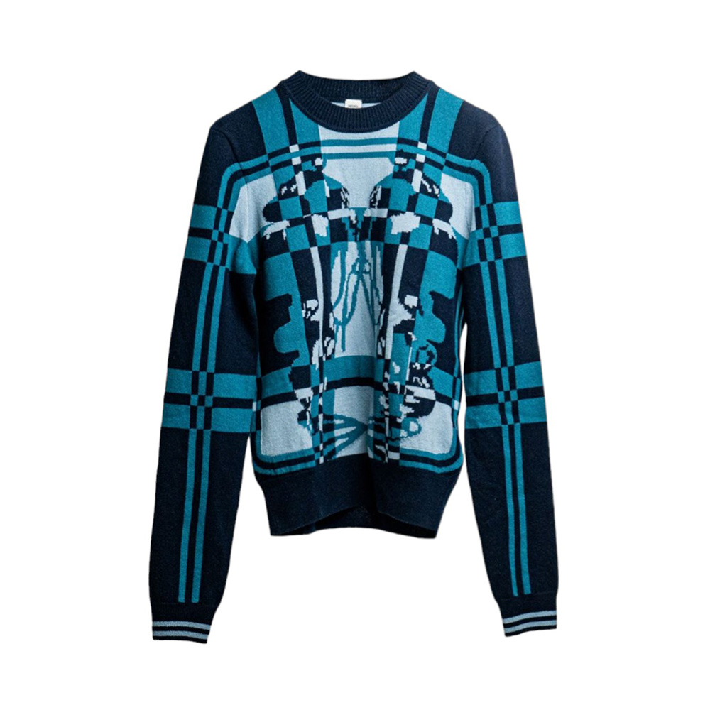 Hermès Brides de Gala Tartan Long Sleeve Sweater Vert Oxford