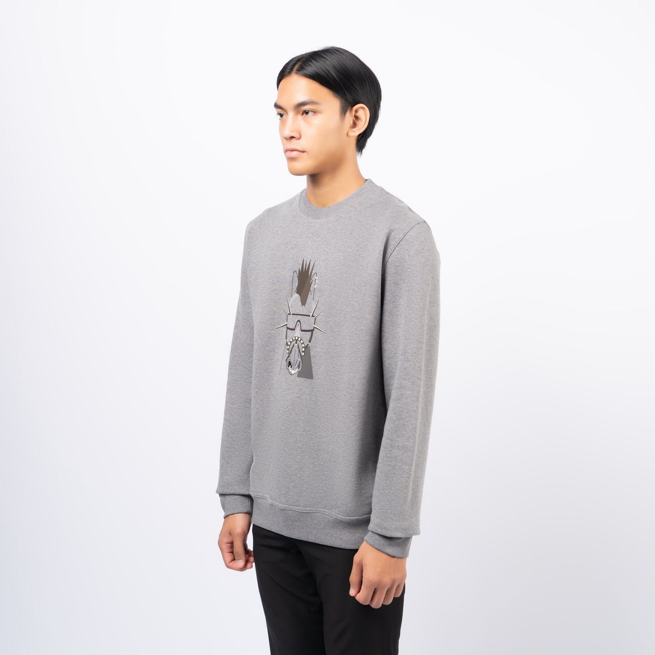 Hermès Punk'H Leather Patch Round Neck Sweatshirt Gris – voilà.id