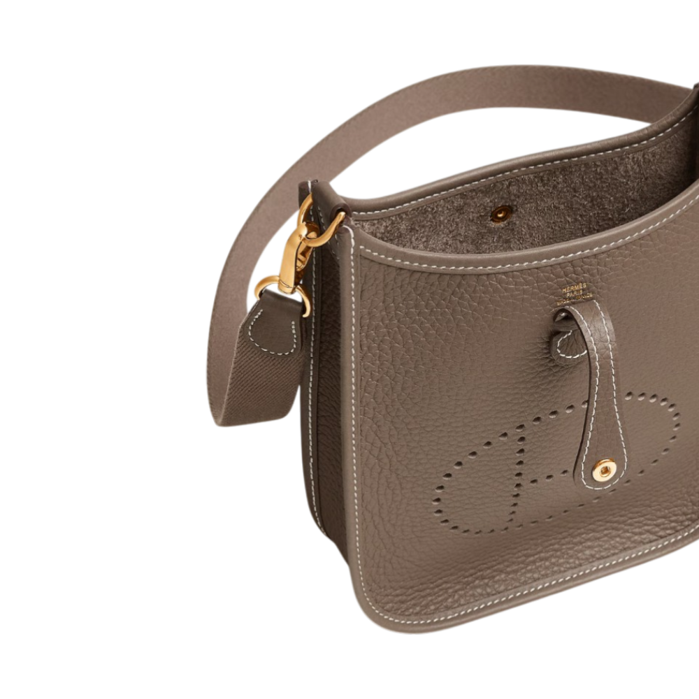 Hermès Mini Evelyne Etoupe Taurillon Clemence Ghw K – voilà.id
