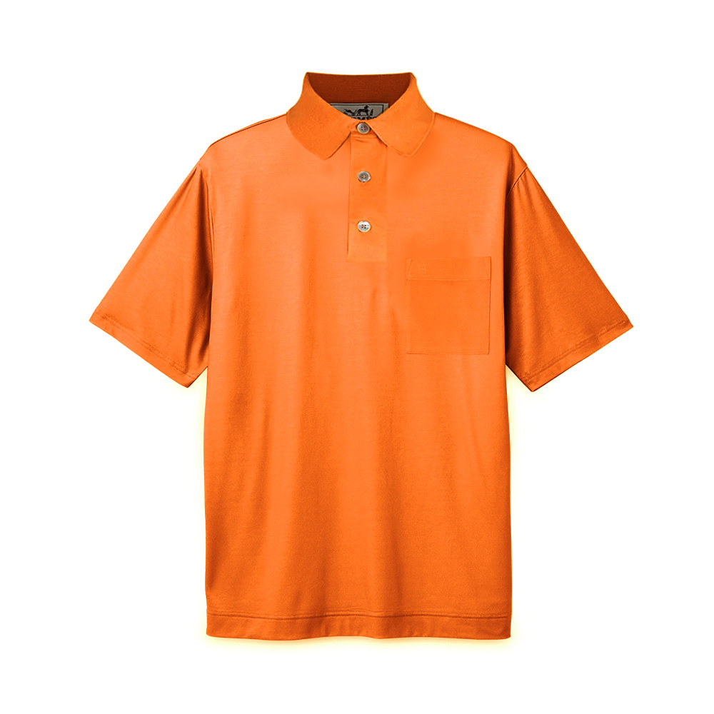 Hermès H Embroidered Buttoned Polo Shirt Orange – voilà.id