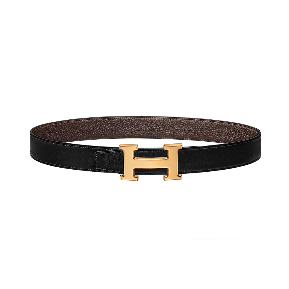 Hermès H Gold Buckle & Reversible Belt 32mm Togo Noir/Dark