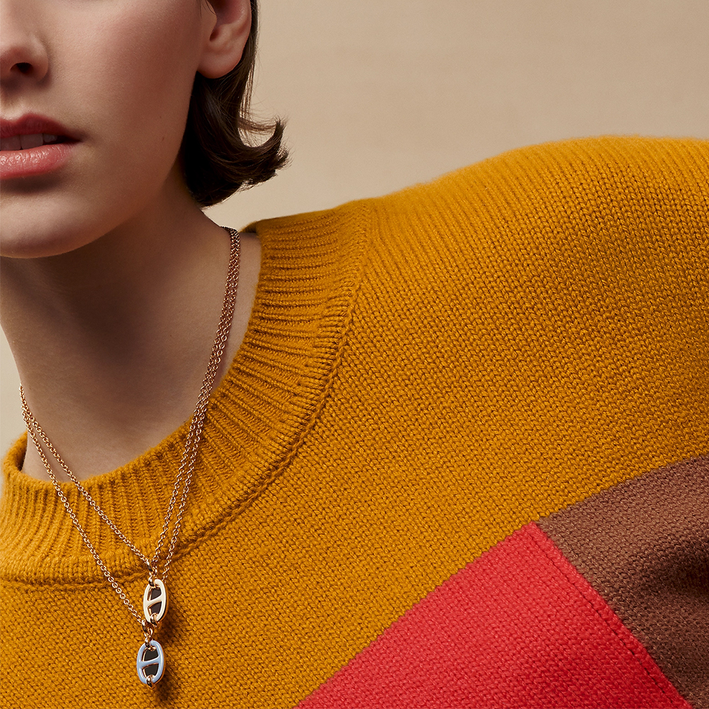 大人気★【HERMES】Mini Maillon pendant Hermès Mini Maillon Pendant Necklace PM Black Rghw – voilà.id
