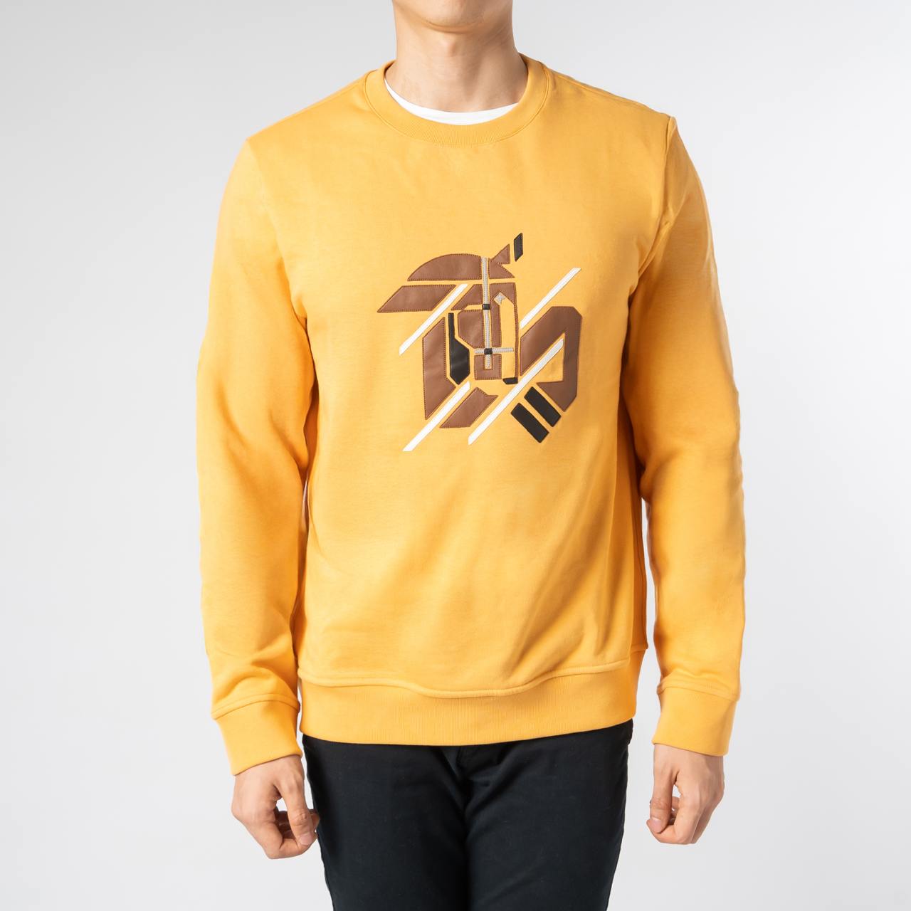 Hermès Chevaux Symétrie Patch Round Crewneck Sweater Melon