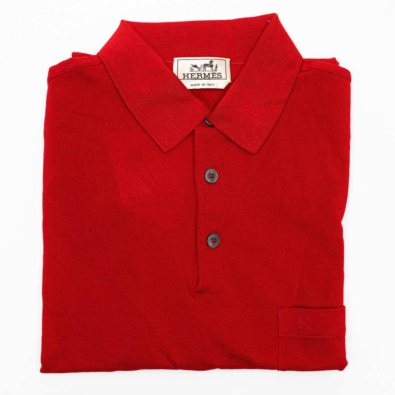Hermès H Embroidered Buttoned Polo Shirt Red – voilà.id