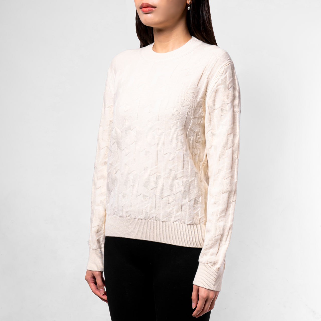 Hermès H Long Sleeve Knit Pull-Over Small Fit Blanc Nature –