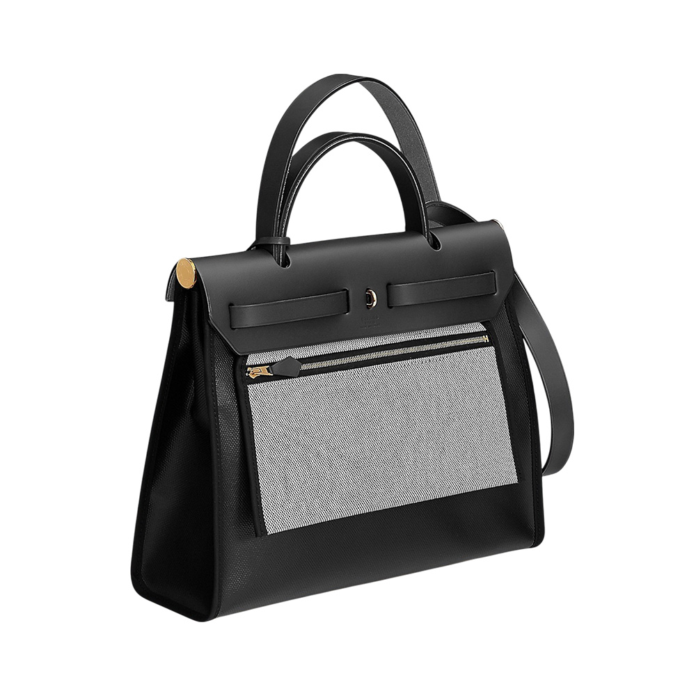 Hermès Herbag Zip 31 Black H Berlin Canvas/Hunter Cowhide Ghw K