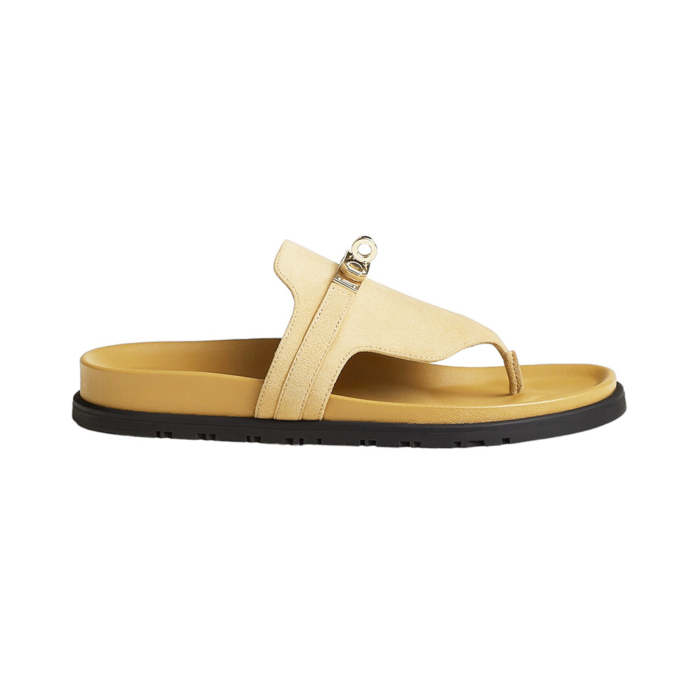 Hermes Empire Suede Goatskin Sandals Beige Albâtre
