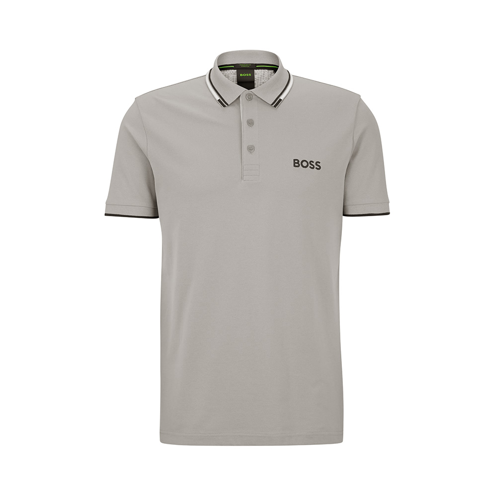 Paddy Pro Hugo Boss Paddy Pro with Contrast Detail Polo Shirt Open Grey – voilà.id