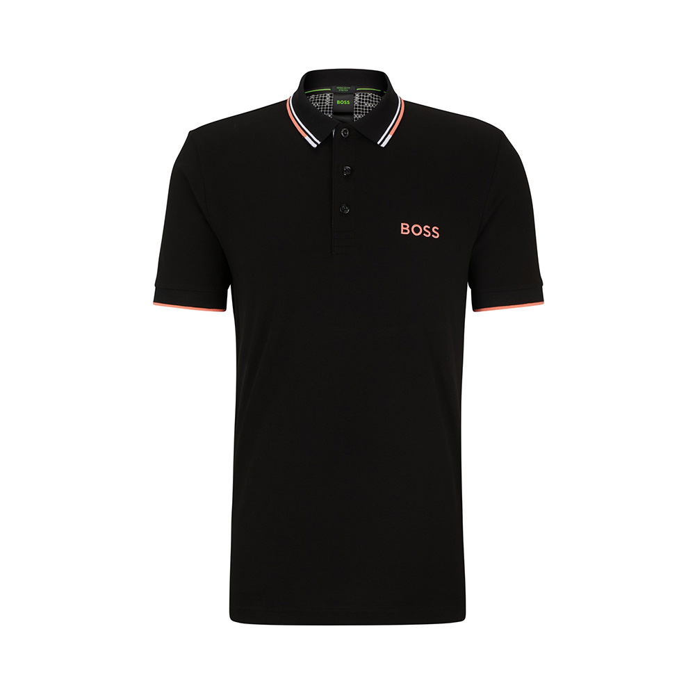 Paddy Pro Hugo Boss Paddy Pro with Contrast Logo Polo Shirt Black Salmon – voilà.id