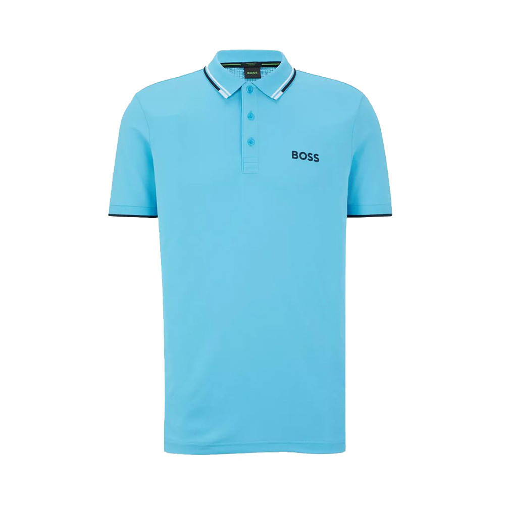 Paddy Pro Hugo Boss Paddy Pro with Contrast Detail Polo Shirt Open Blue – voilà.id