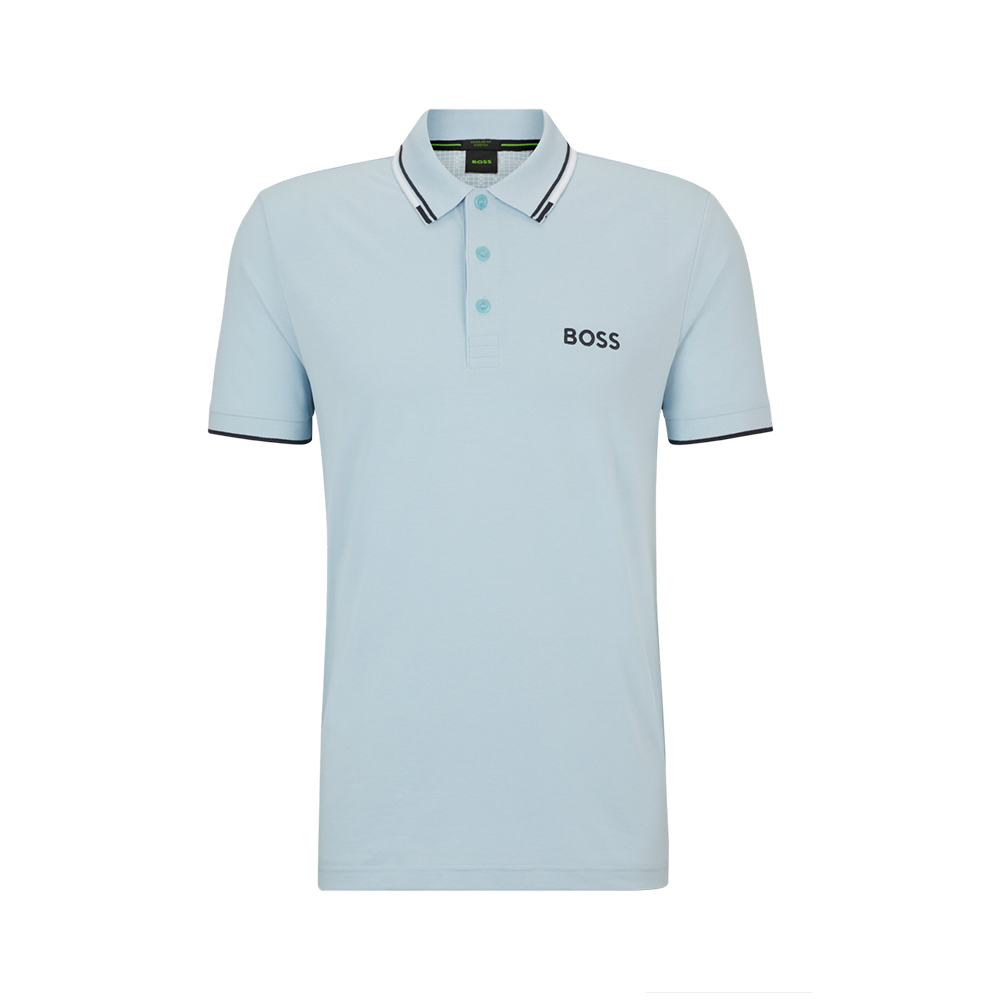 Paddy Pro Hugo Boss Paddy Pro with Contrast Detail Polo Shirt Light Blue/White ...