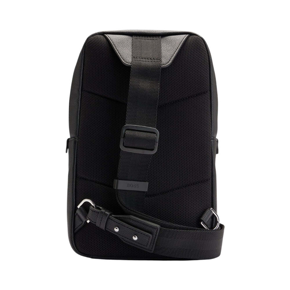 Hugo Boss Ray_ Monostrap Sling Bag with Two-Way Zip Closure Black