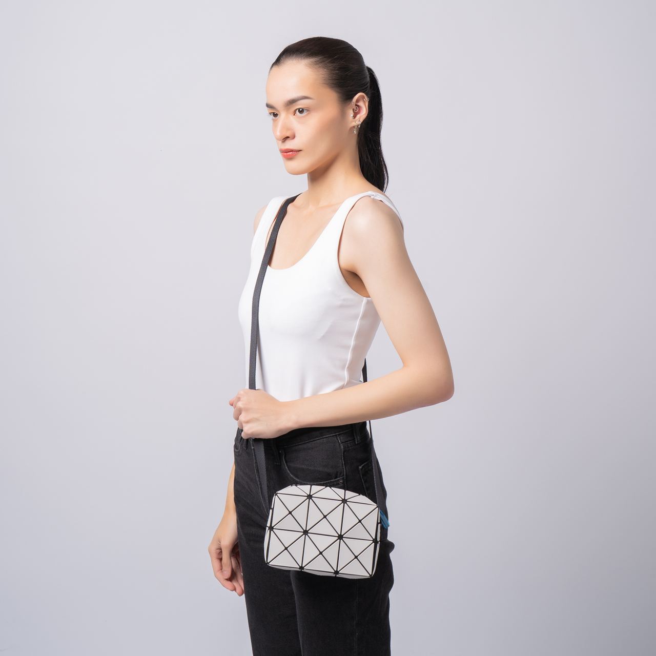 Bao Bao Issey Miyake Cuboid Matte Crossbody Bag Light Grey – voilà.id