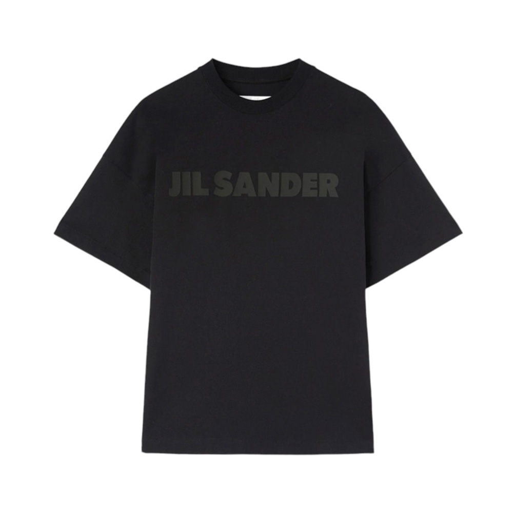 Jil Sander Logo Printed Oversized Crew Neck Jersey T-Shirt Black