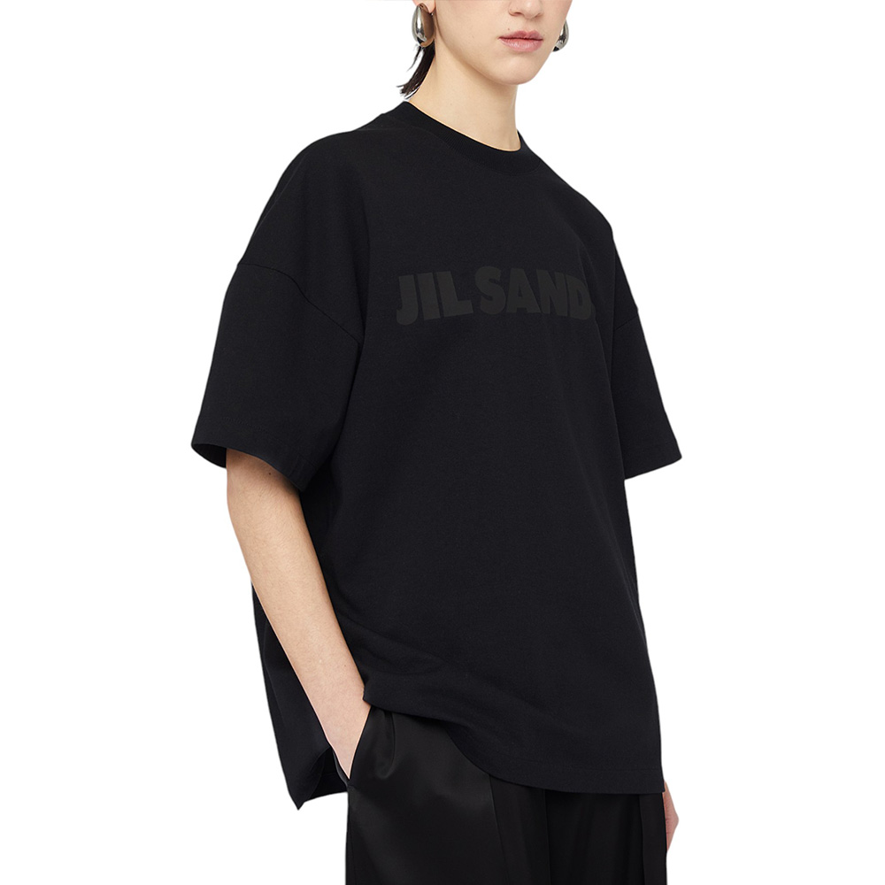 Jil Sander Logo Printed Oversized Crew Neck Jersey T-Shirt