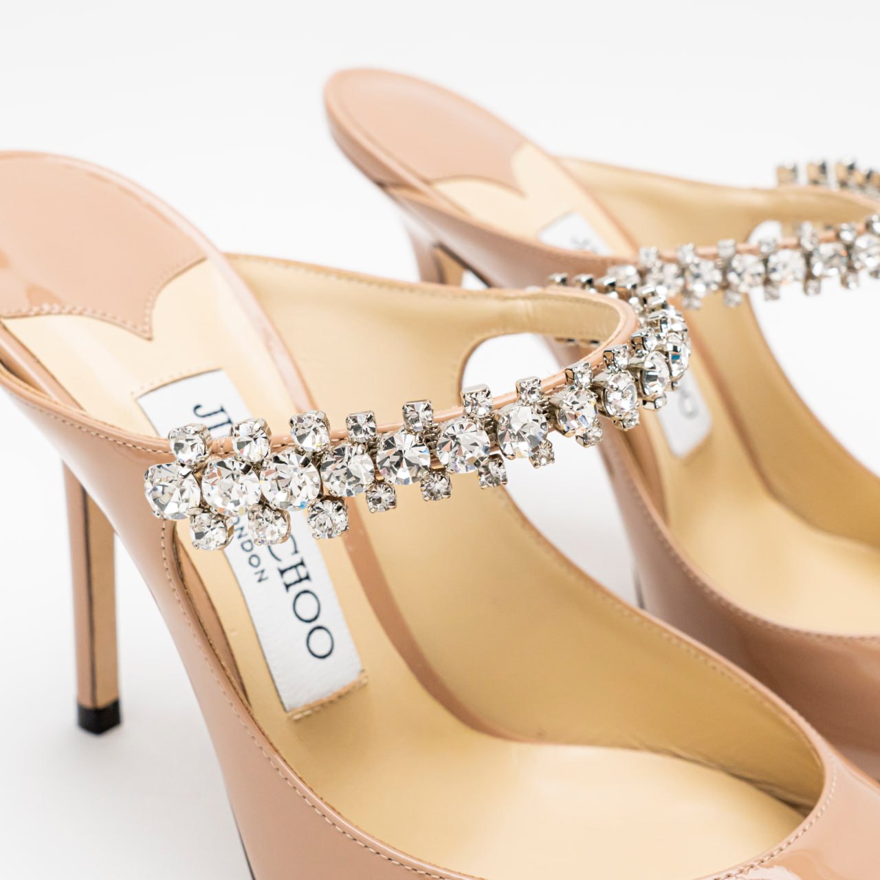 Jimmy Choo Bing 100 Crystal Strap Patent Leather Heels Pink – voilà.id
