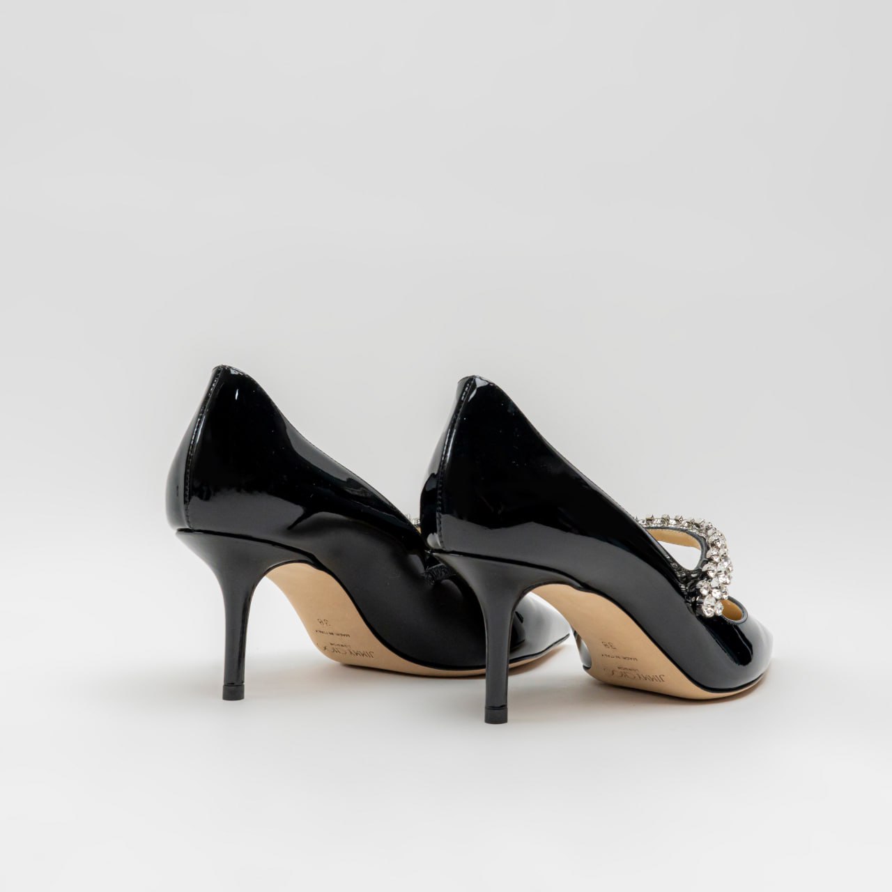 Jimmy Choo Bing 65 Crystal Strap Patent Leather Ballet Pumps