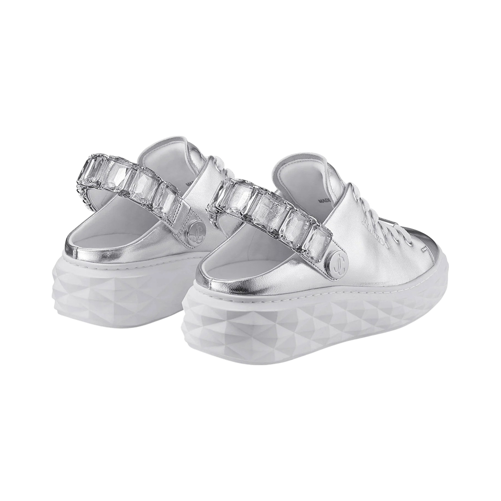 Jimmy Choo Diamond Sling Silver Metallic Leather Slipper
