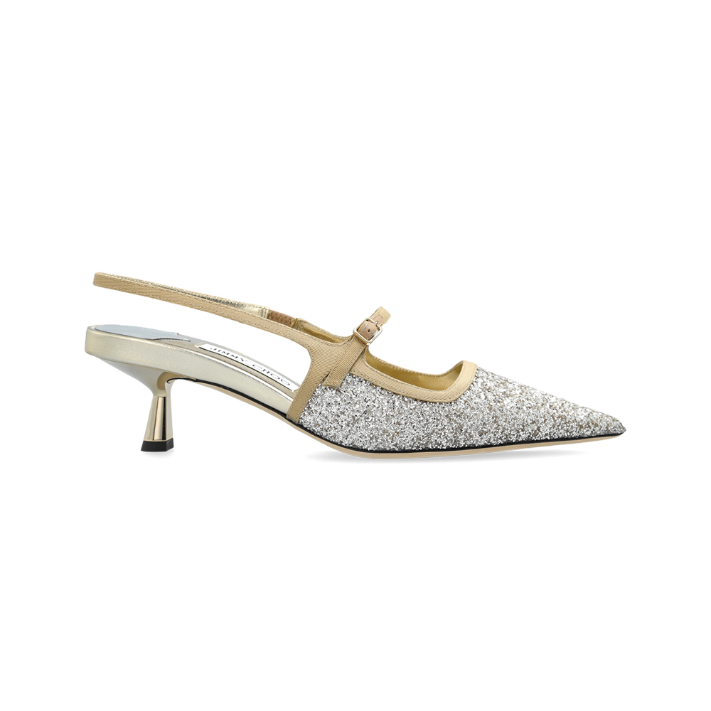 Jimmy Choo Didi 45 Glitter Slingback Pumps Sand – voilà.id